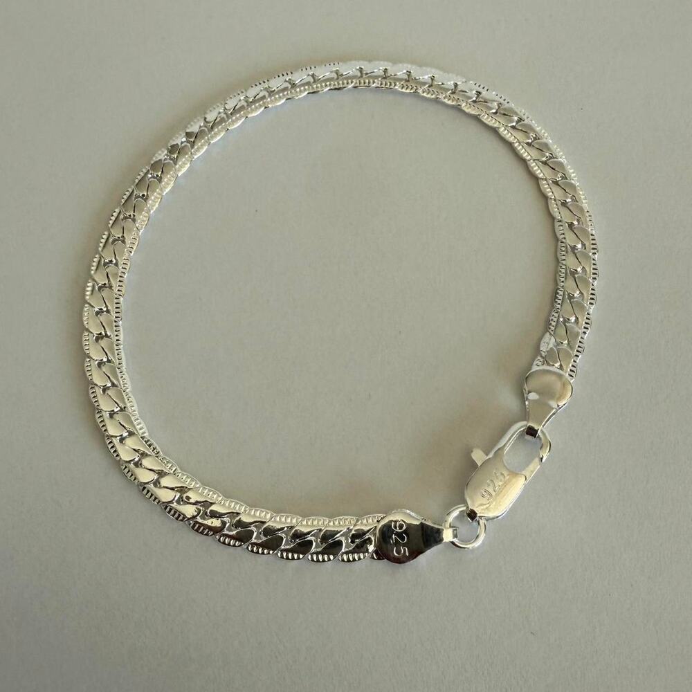 Y2K Sterling Silver 925 Snake Chain Bracelet 8 Inch Unisex Stainless Steel - Picture 4 of 8
